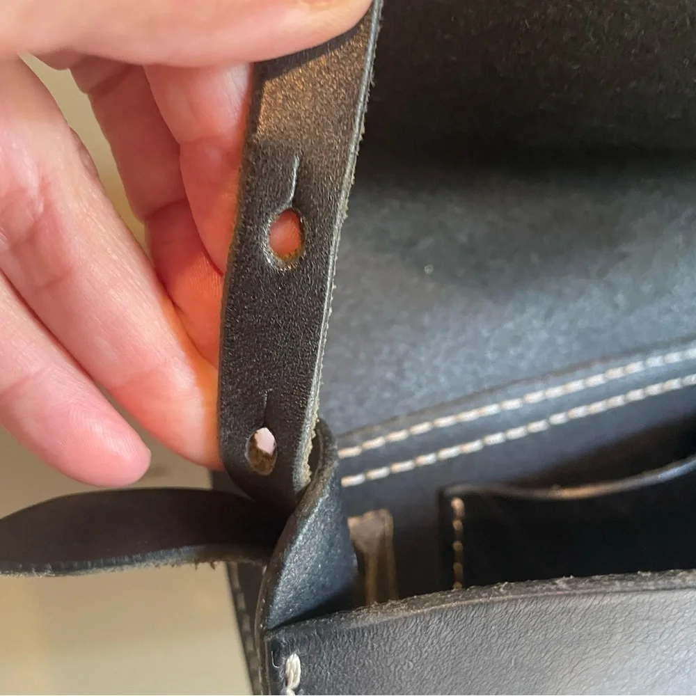 MADEWELL The Dover Black Leather Flap Crossbody
